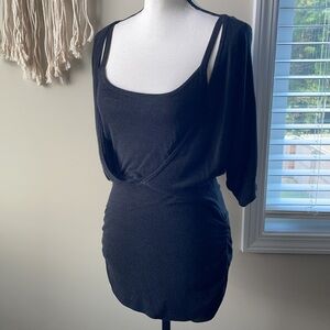 Black open fitted sweater top